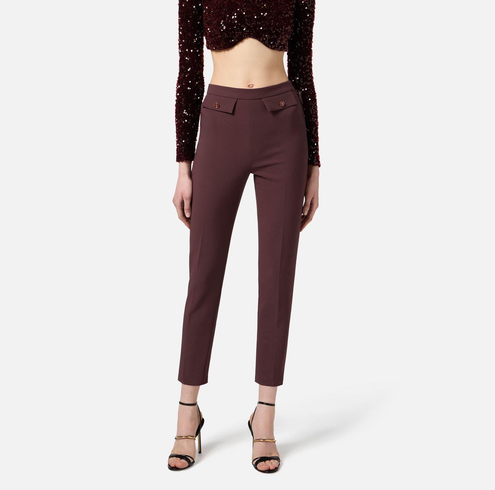 Pantalone slim fit con patte - Elisabetta Franchi PA12056E2 EA3 ELISABETTA FRANCHI 