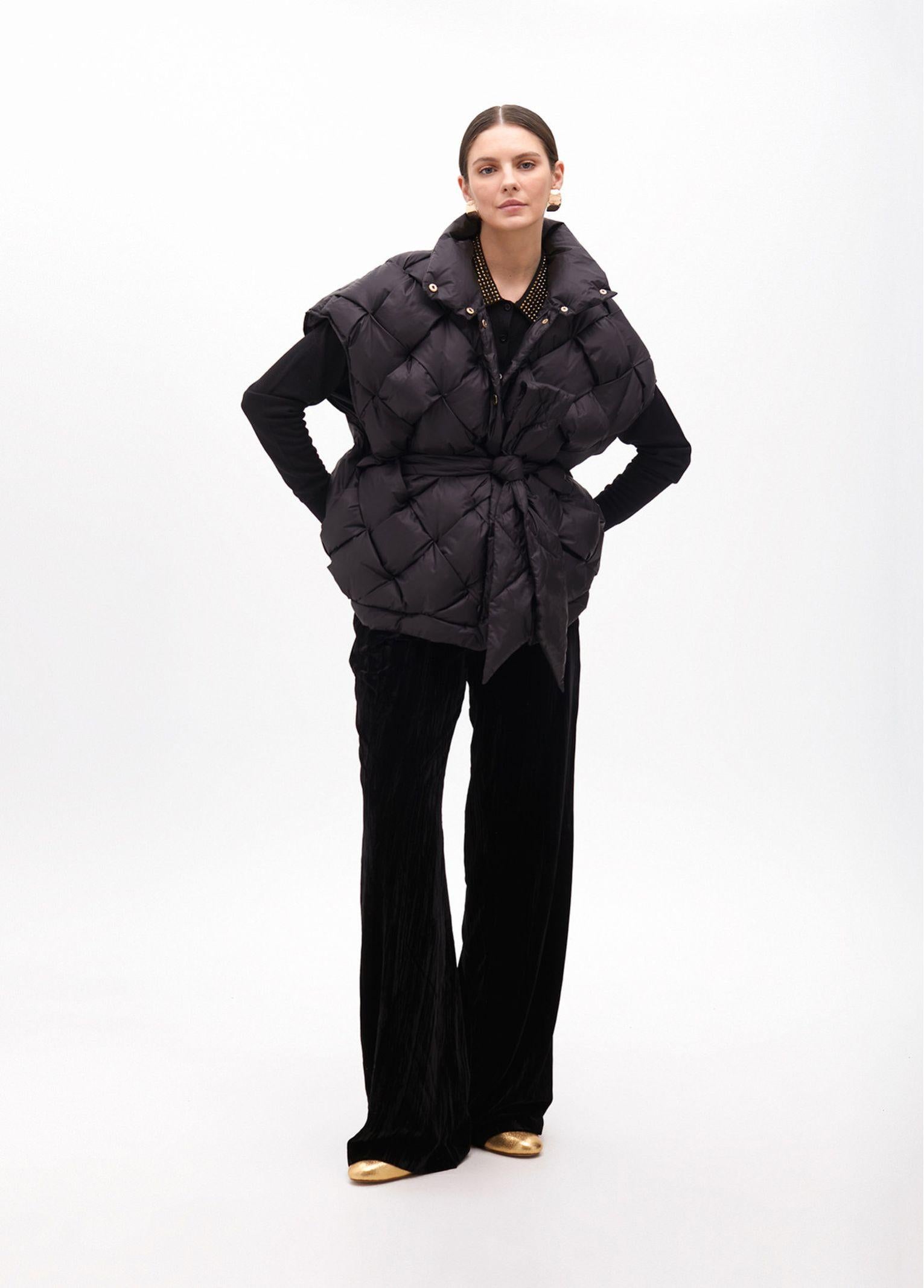 Gilet trapuntato con cintura MF2501006 00N MAITE 