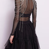 T- shirt in tulle con strass 421FD64002 421036-01 GAUDI' 