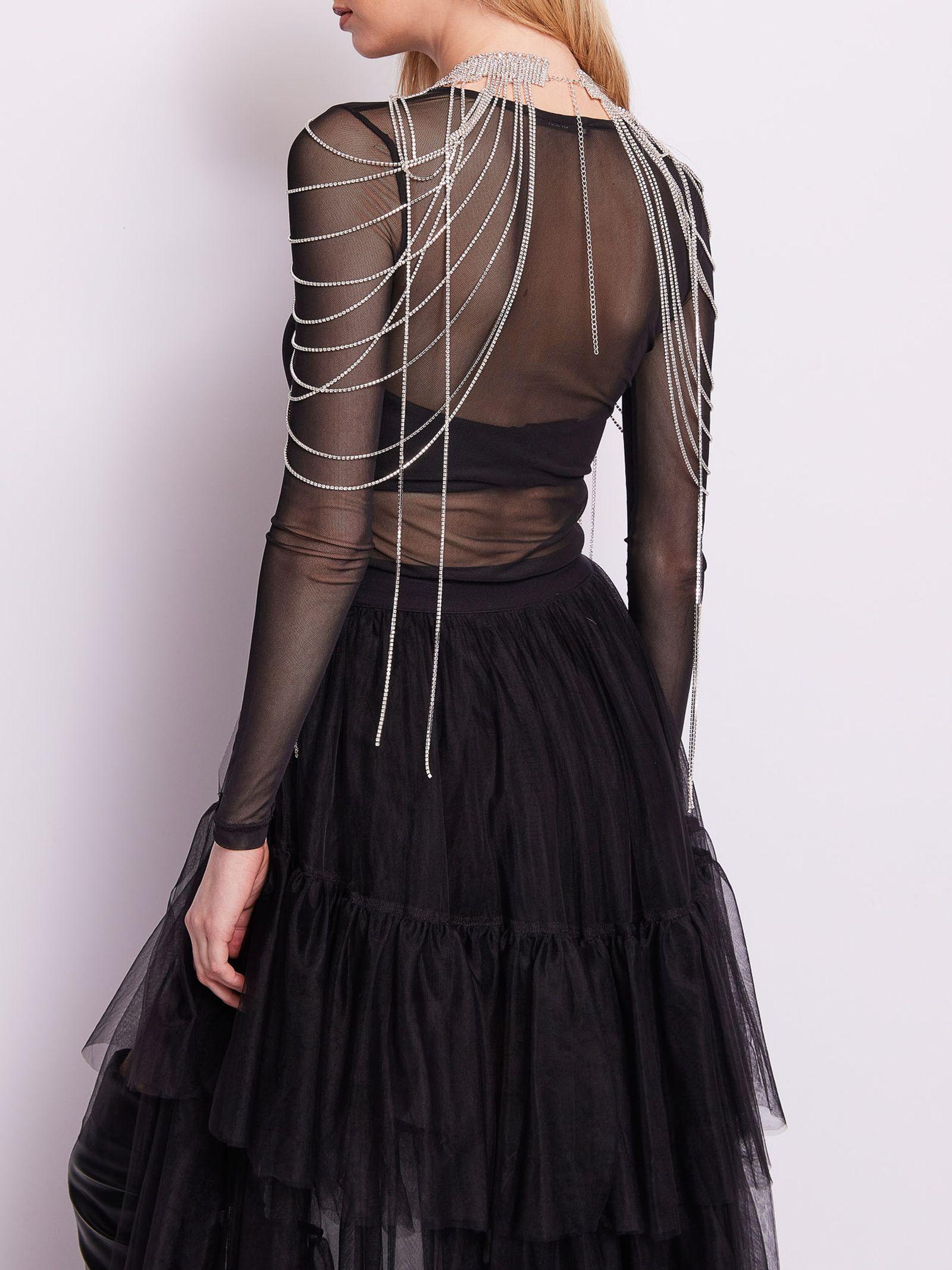 T- shirt in tulle con strass 421FD64002 421036-01 GAUDI' 