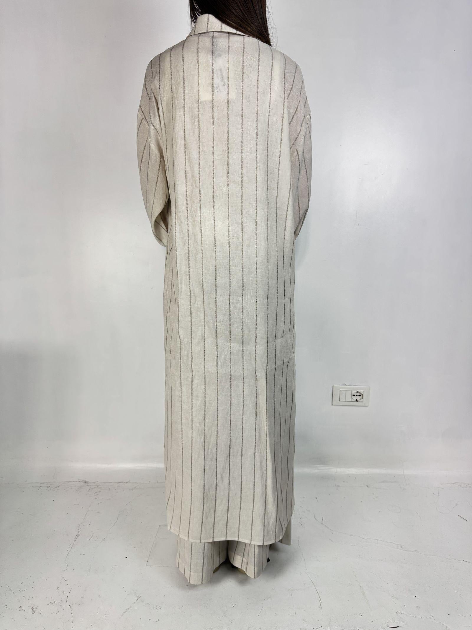 Camicia lunga con motivo a righe - Eleh SS260273 ECRU ELEH 