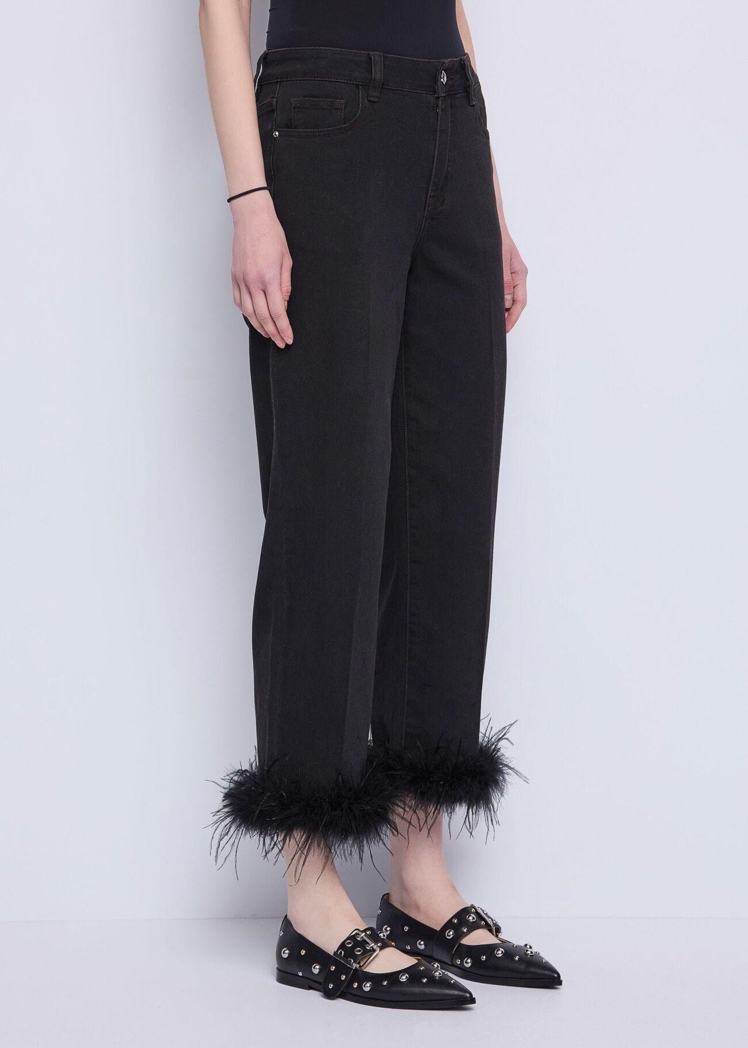 Jeans cropped con piume 521FD26007 00 GAUDI' 