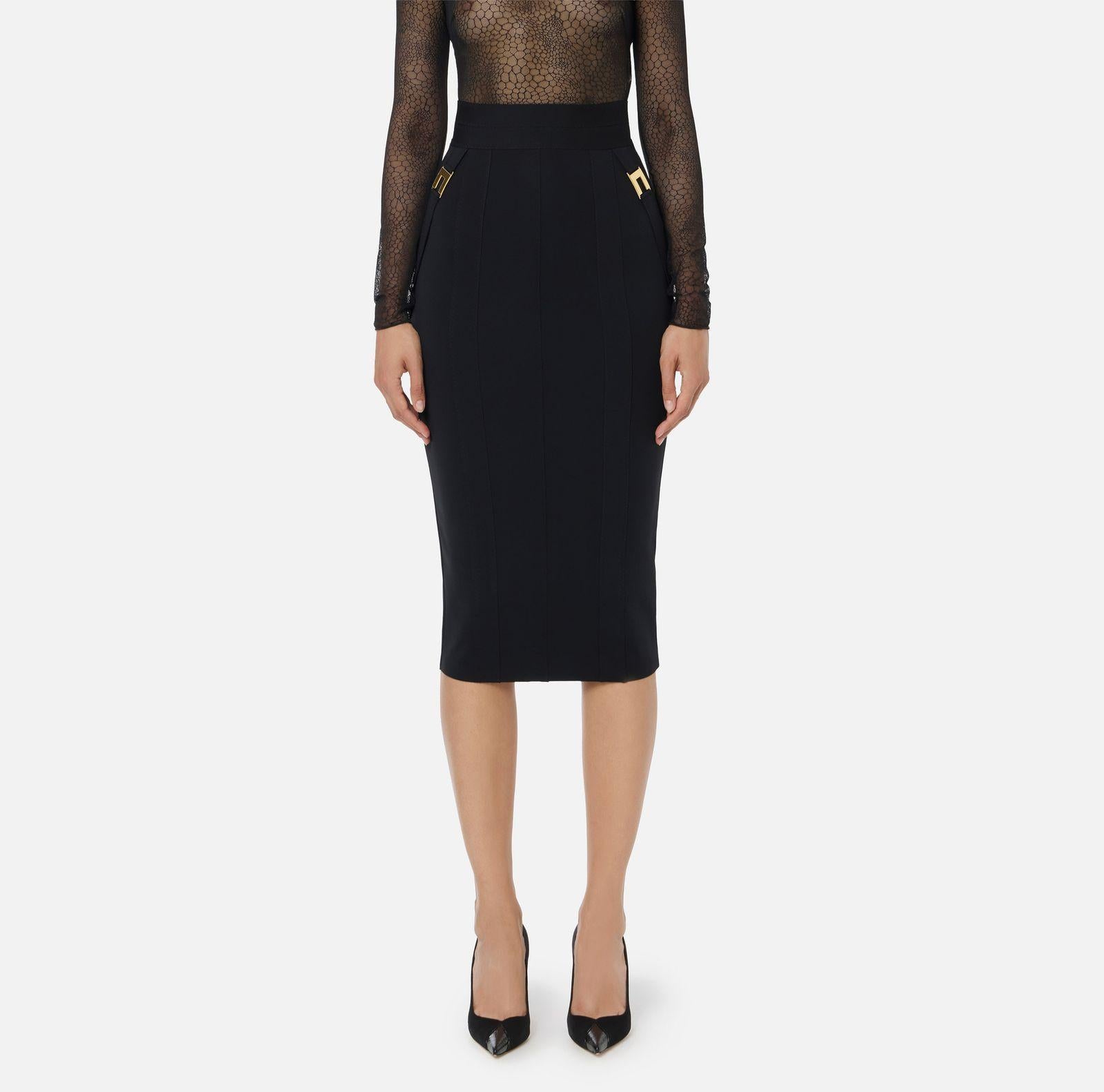 Gonna bielastica con logo - Elisabetta Franchi GO12156E2 110 ELISABETTA FRANCHI 