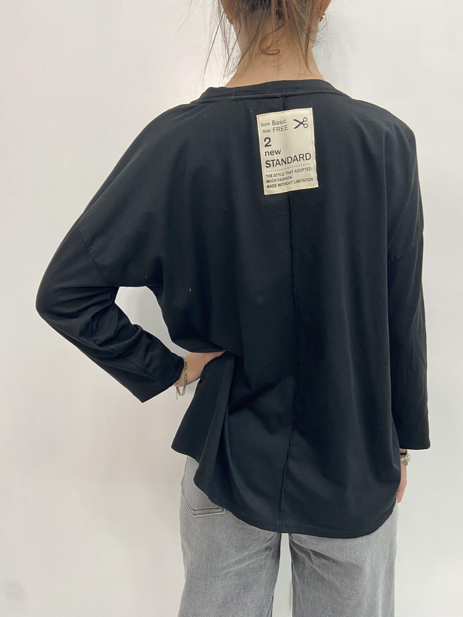 T-shirt scollo a V 2831 NERO OFELIA 