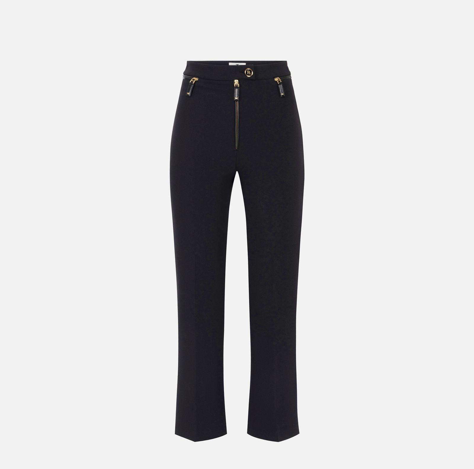 Pantalone con zip - Elisabetta Franchi PA10856E2 110 ELISABETTA FRANCHI 