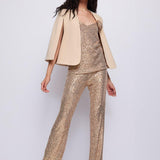 Pantalone vita alta con paillettes