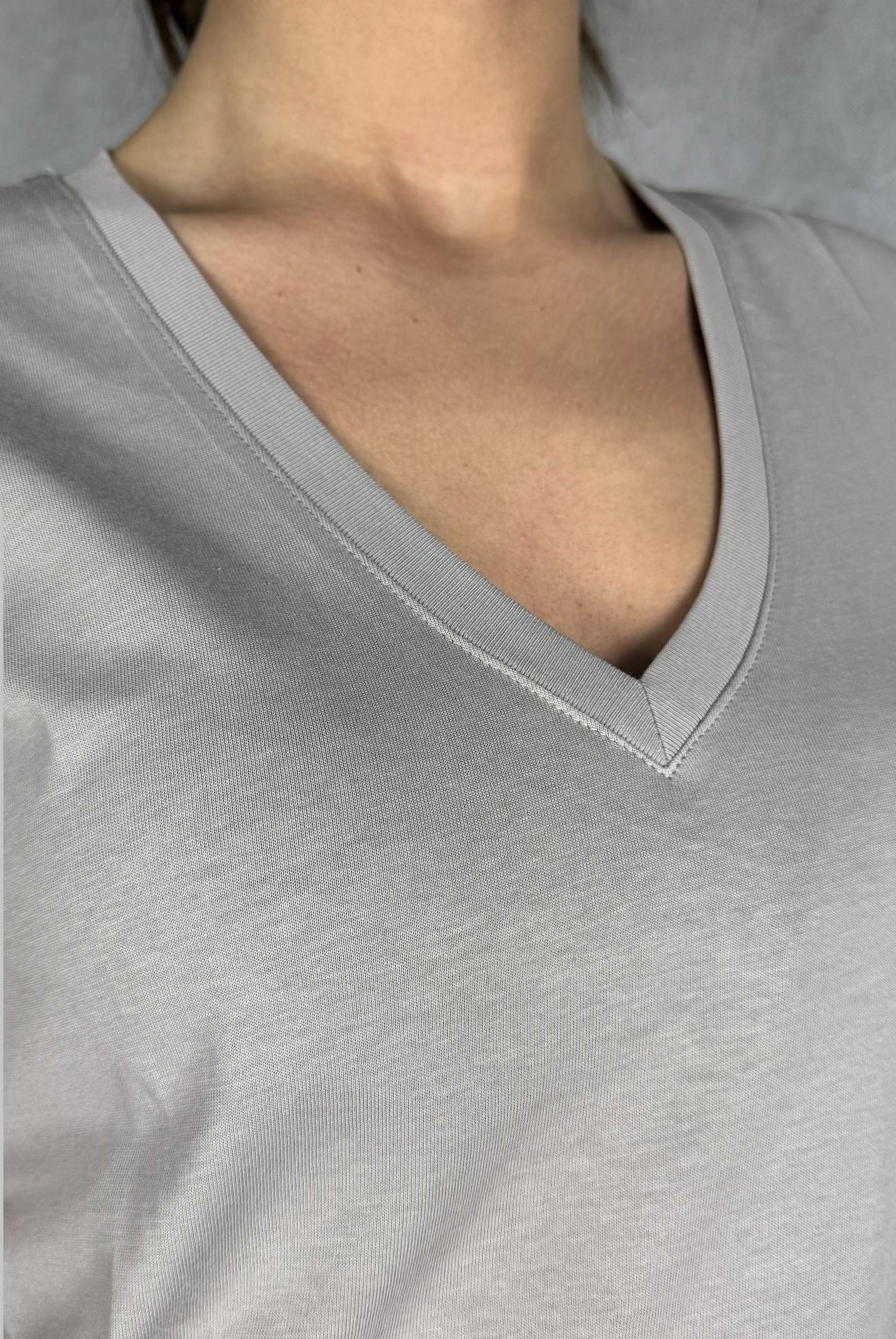T-shirt basica scollo a V L5560 GRIGIO OFELIA 