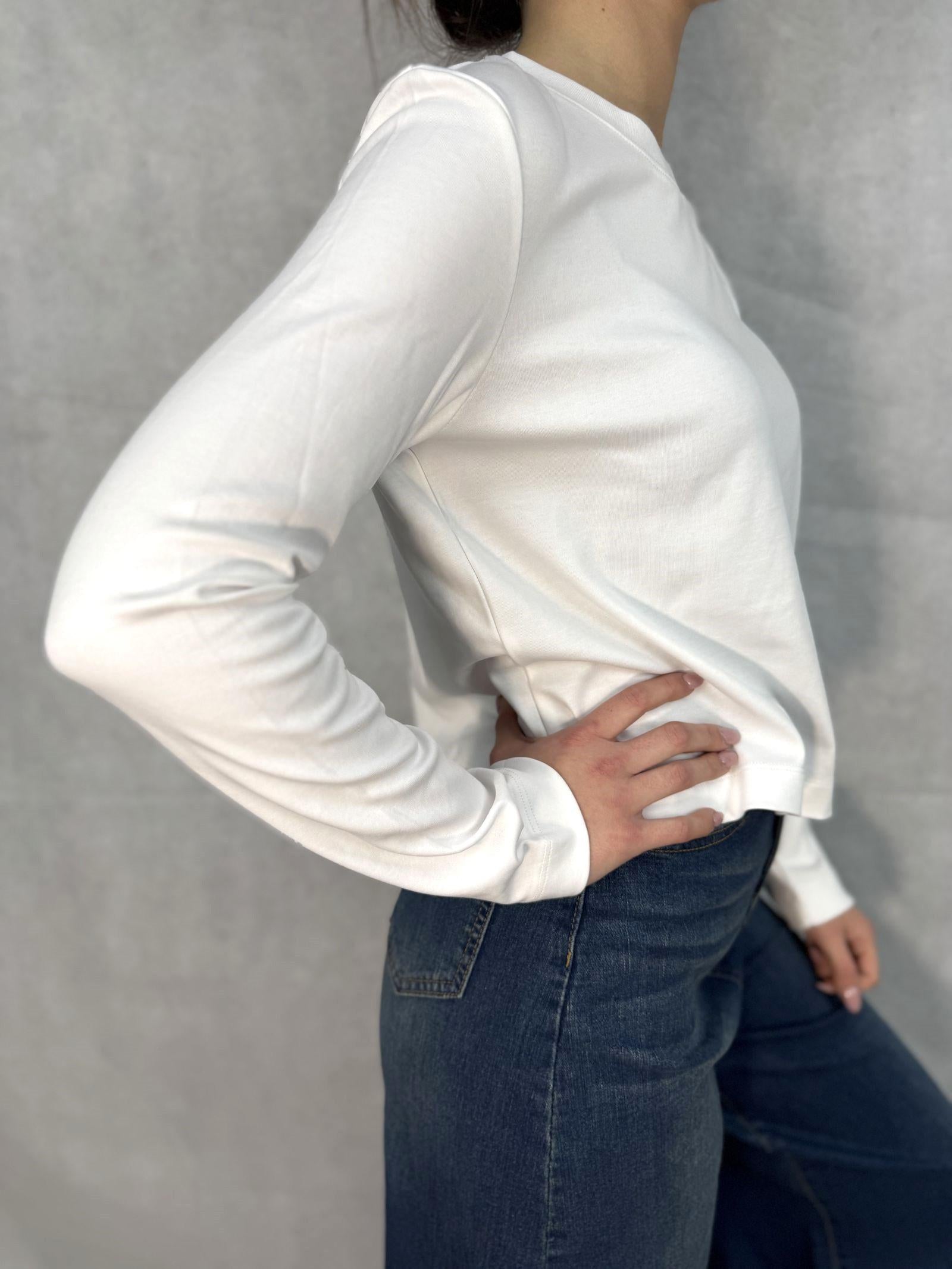 T-shirt regular  manica lunga LC240211 BIANCO OFELIA 