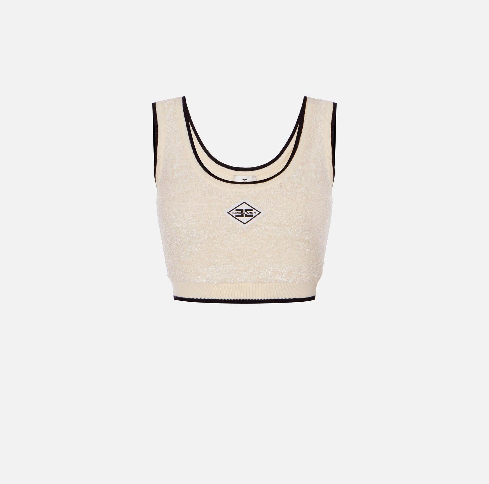 Top in ciniglia bouclè - Elisabetta Franchi TK64S61E2 E84 ELISABETTA FRANCHI 
