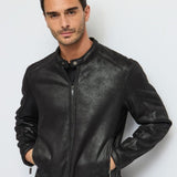 Giubbotto biker in similpelle