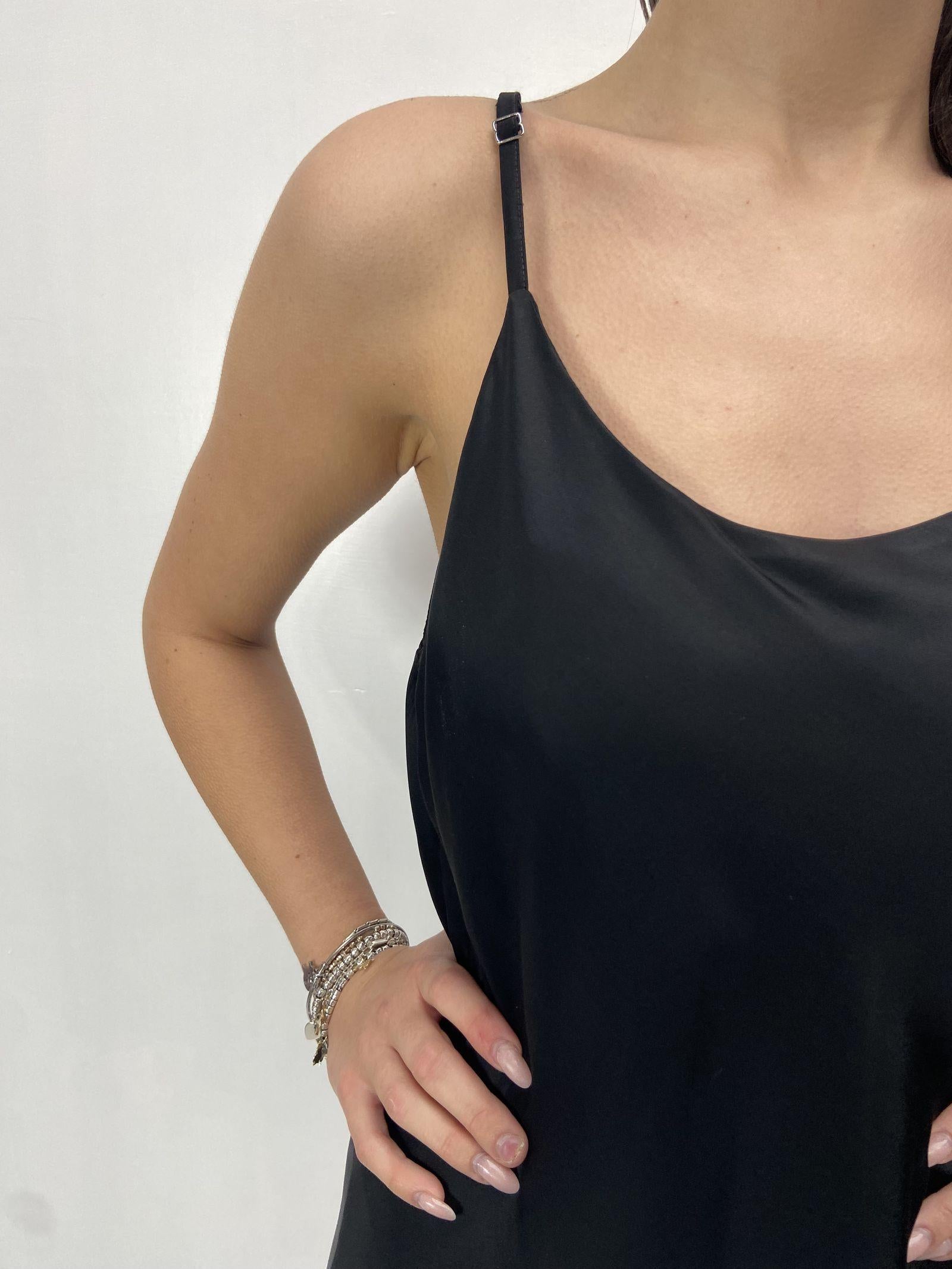 Abito lungo in raso D160 NERO OFELIA 