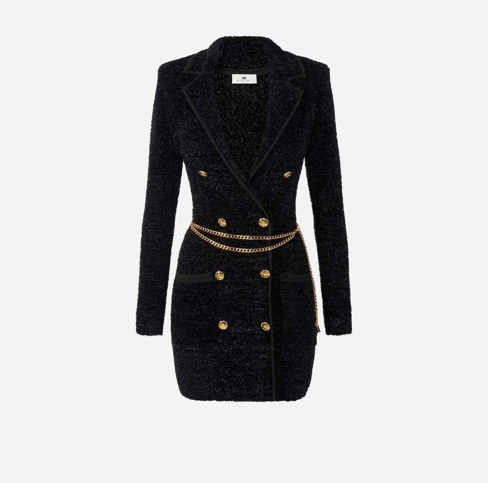 Abito in ciniglia bouclè - Elisabetta Franchi AM32S57E2 110 ELISABETTA FRANCHI 