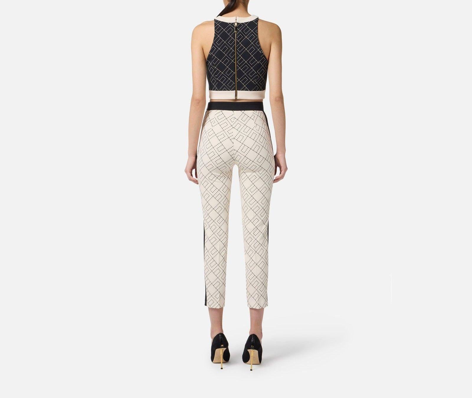 Pantalone bicolor con stampa - Elisabetta Franchi PAS0156E2 EF1 ELISABETTA FRANCHI 