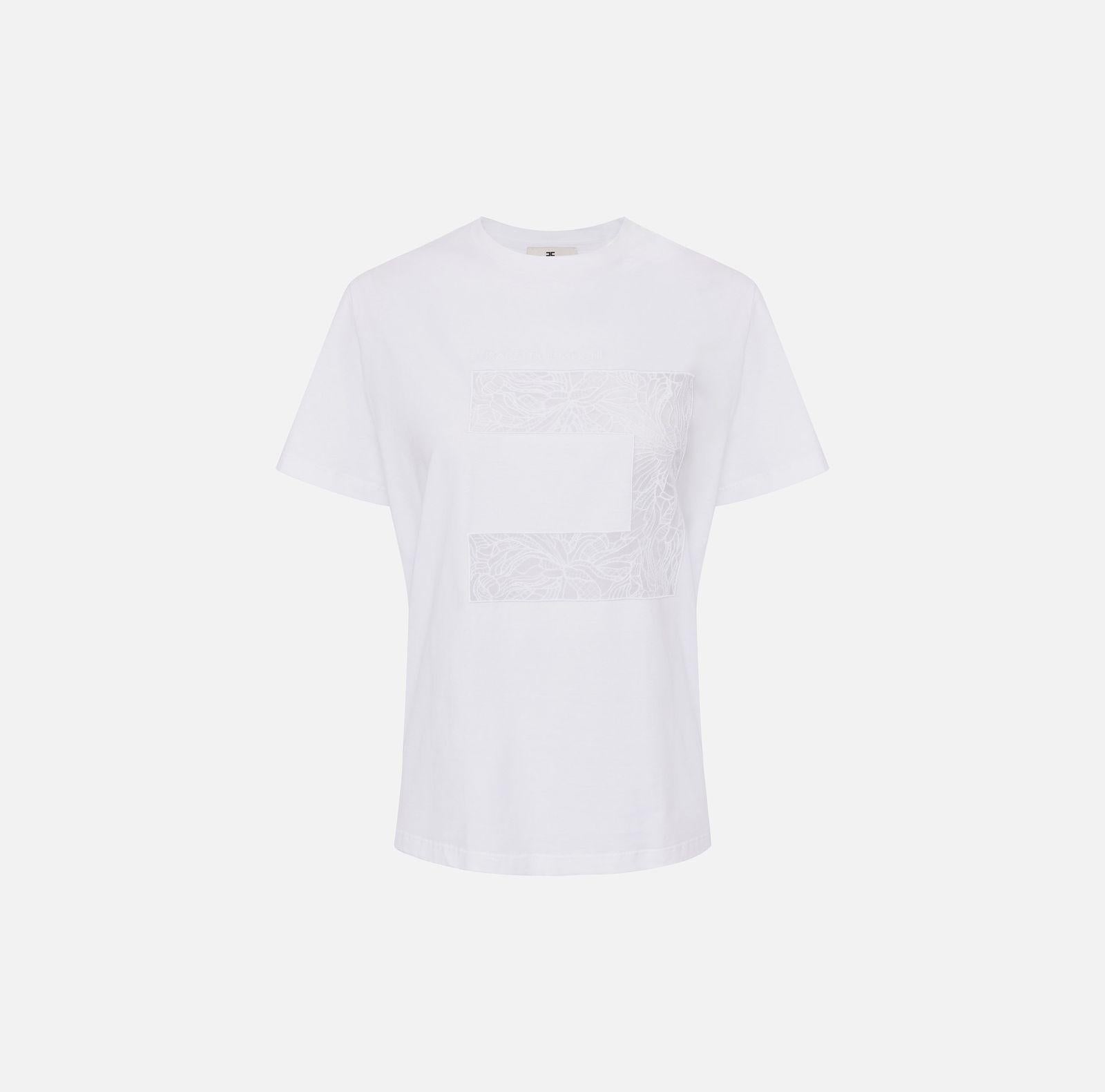 T-shirt in voile ricamato - Elisabetta Franchi MA03151E1 270 ELISABETTA FRANCHI 