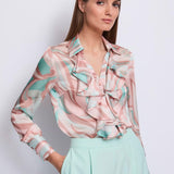 Camicia rouches satinata