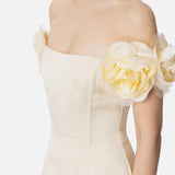 Abito in duchesse con fiori - Elisabetta Franchi ABT5152E2 DC7 ELISABETTA FRANCHI 