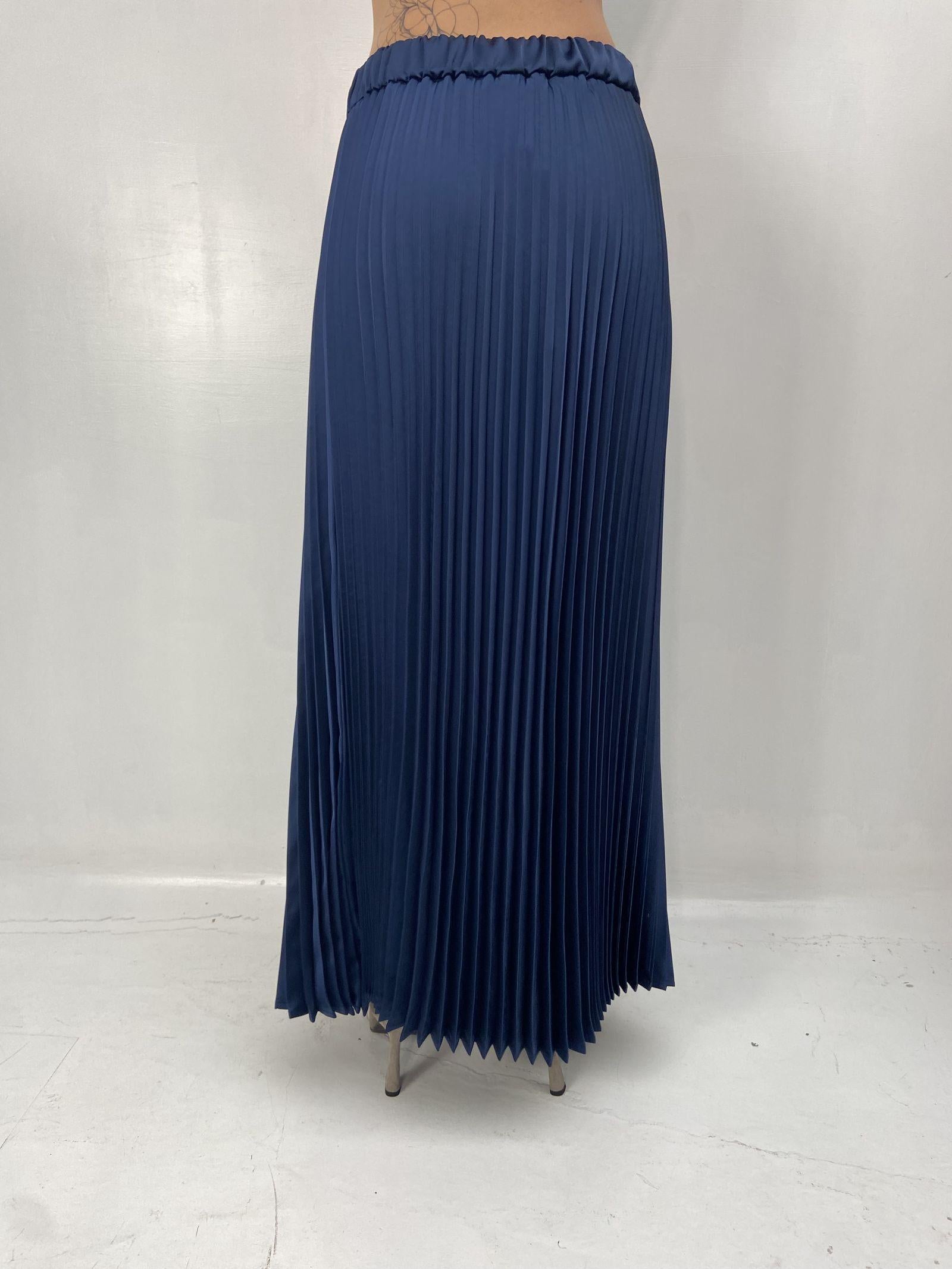 Gonna in raso plissè SK1183 BLU OFELIA 