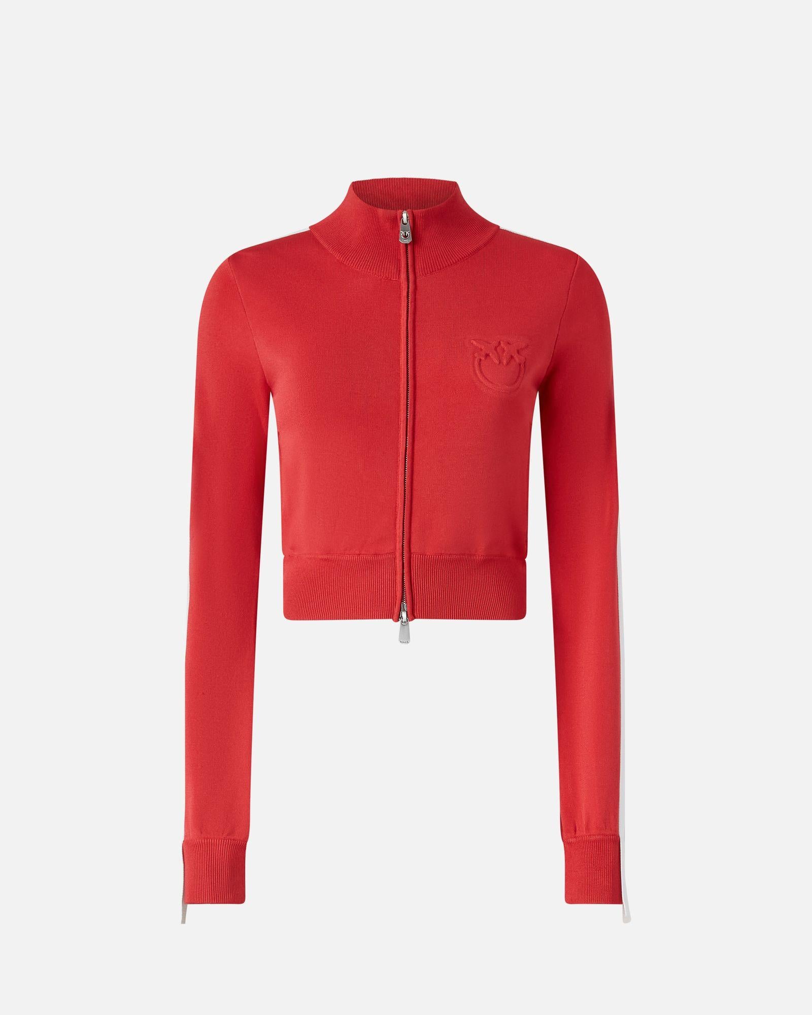 Felpa con zip in tessuto piquet 104738-A2FQ RZ1 PINKO 