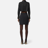 Camicia cropped in raso - Elisabetta Franchi CA09756E2 110 ELISABETTA FRANCHI 
