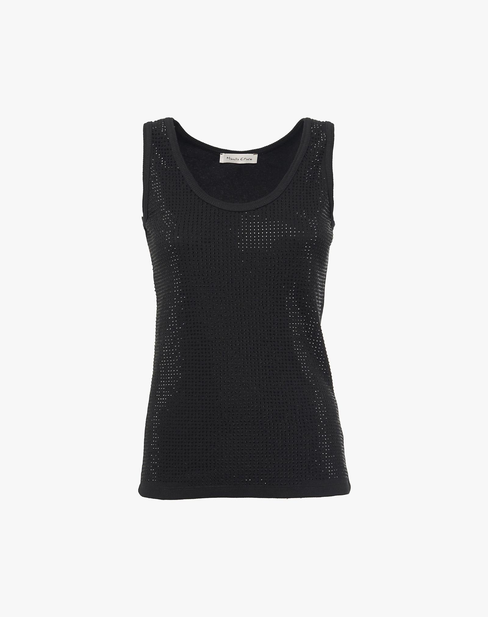 Canotta con micro paillettes Y234CU MA001 MANILA GRACE 