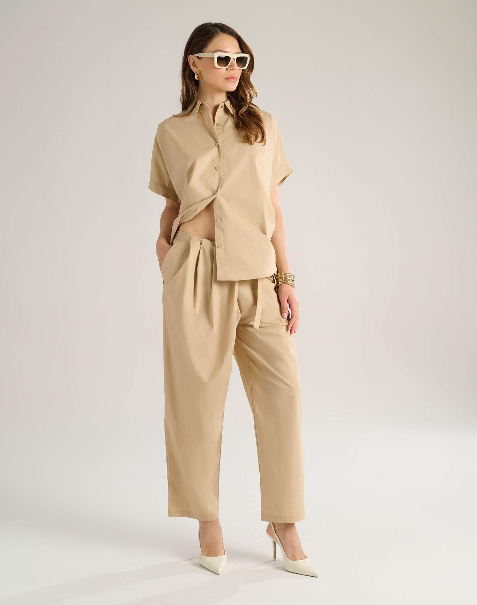 Pantalone con pieghe P100CU MA002 MANILA GRACE 