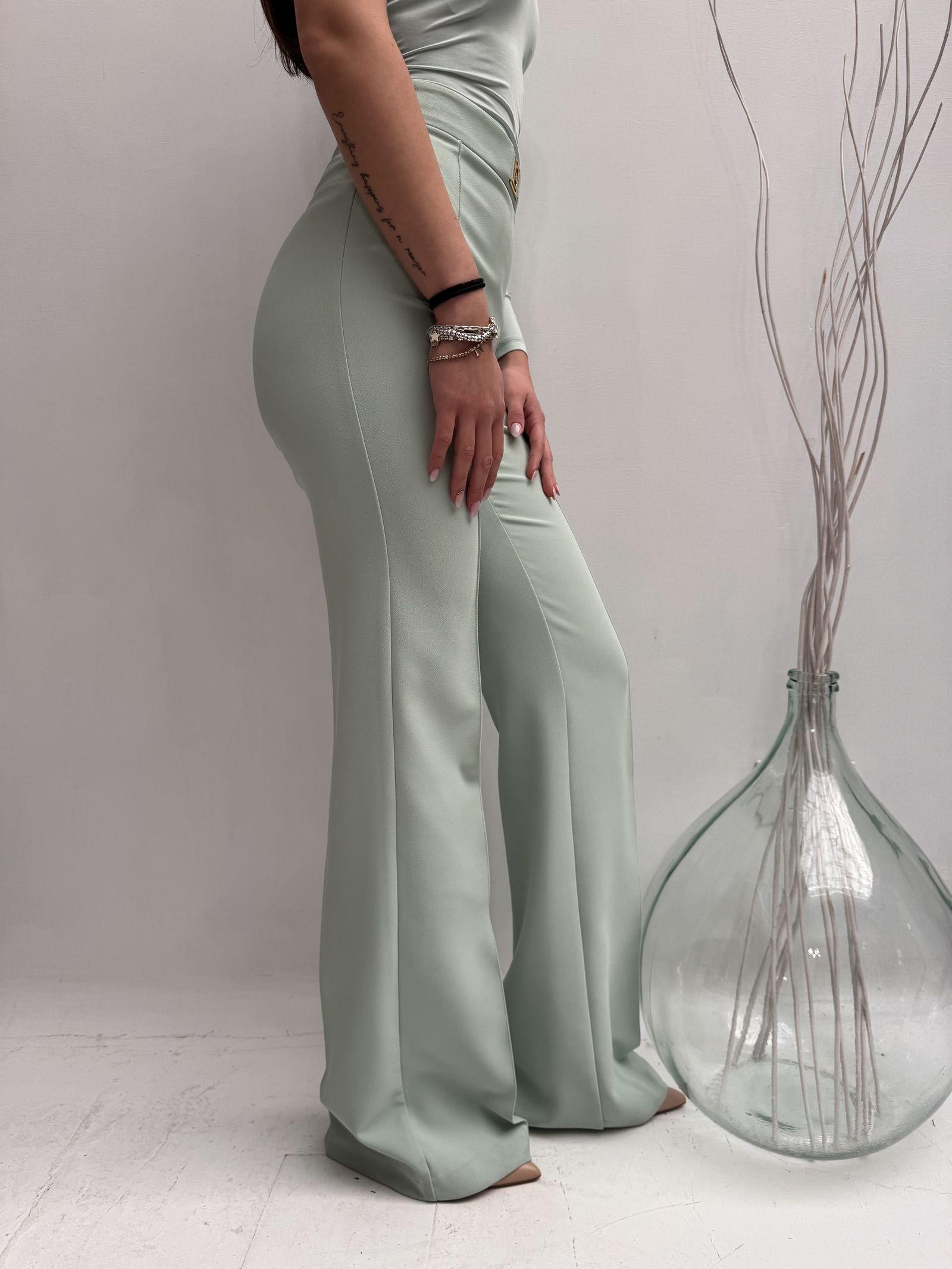 Pantalone con placca oro logata - Elisabetta Franchi PAT1541E2 BV9 ELISABETTA FRANCHI 
