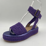 Sandalo zeppa in rafia naturale S148J545 VIOLA FIORINA 