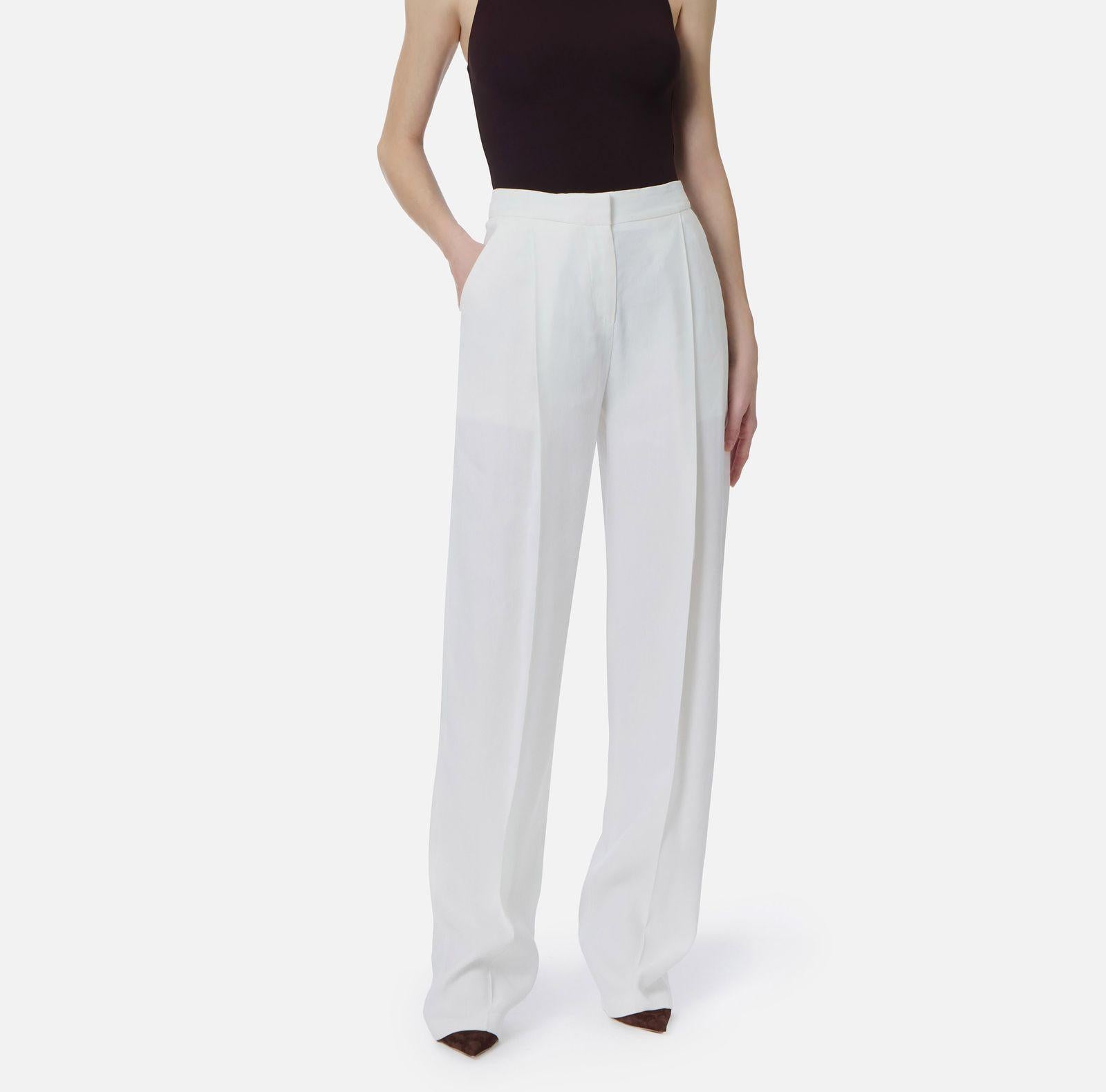Pantalone in misto lino - Elisabetta Franchi PA17962E2 360 ELISABETTA FRANCHI 