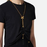 Maglia in jersey con collana a fiocco - Elisabetta Franchi MA00651E2 110 ELISABETTA FRANCHI 