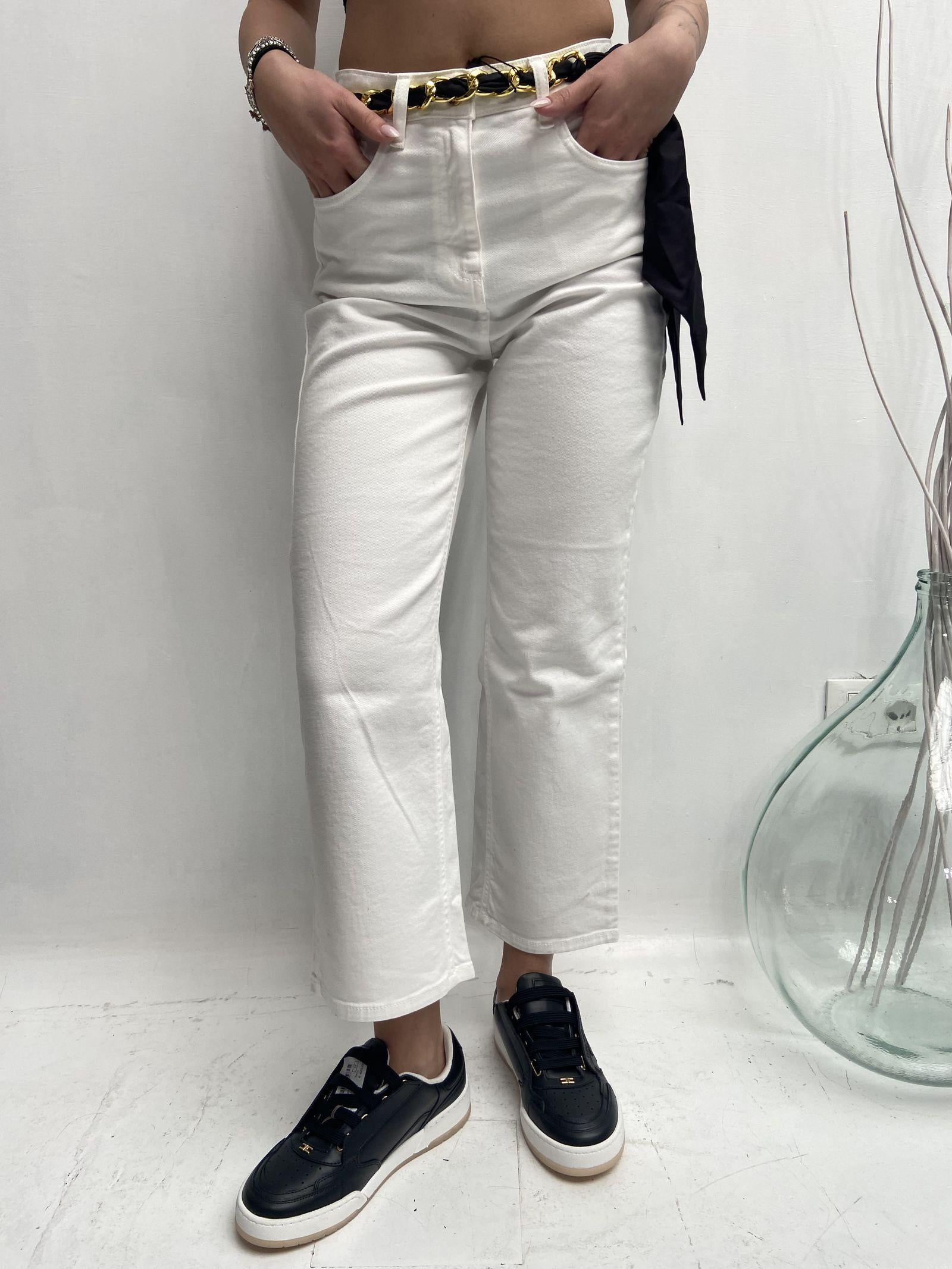 Pantalone con cintura catena oro - Elisabetta Franchi PJ42D41E2 360 ELISABETTA FRANCHI 