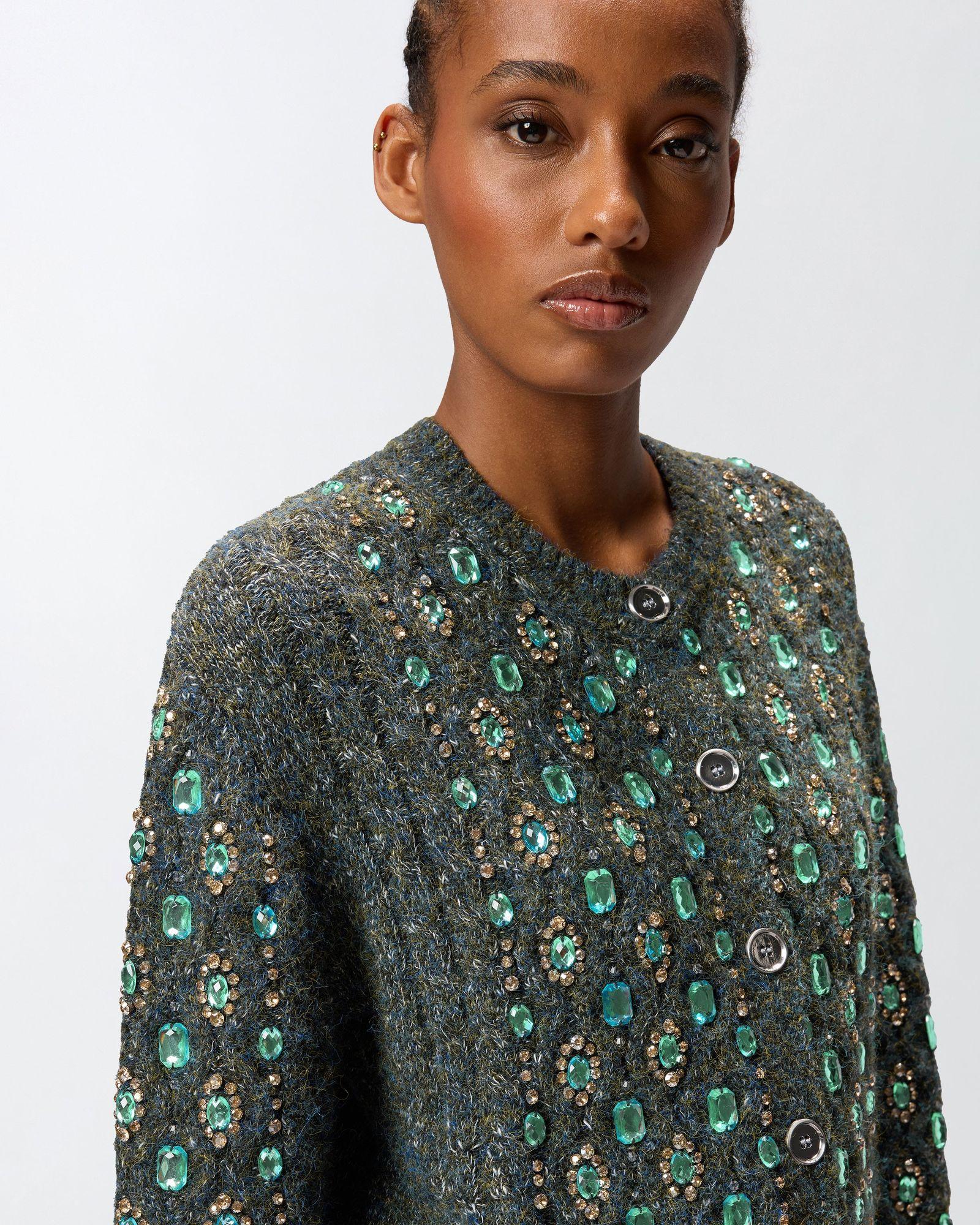 Cardigan con ricamo gioiello 105952A2YC IG1 PINKO 