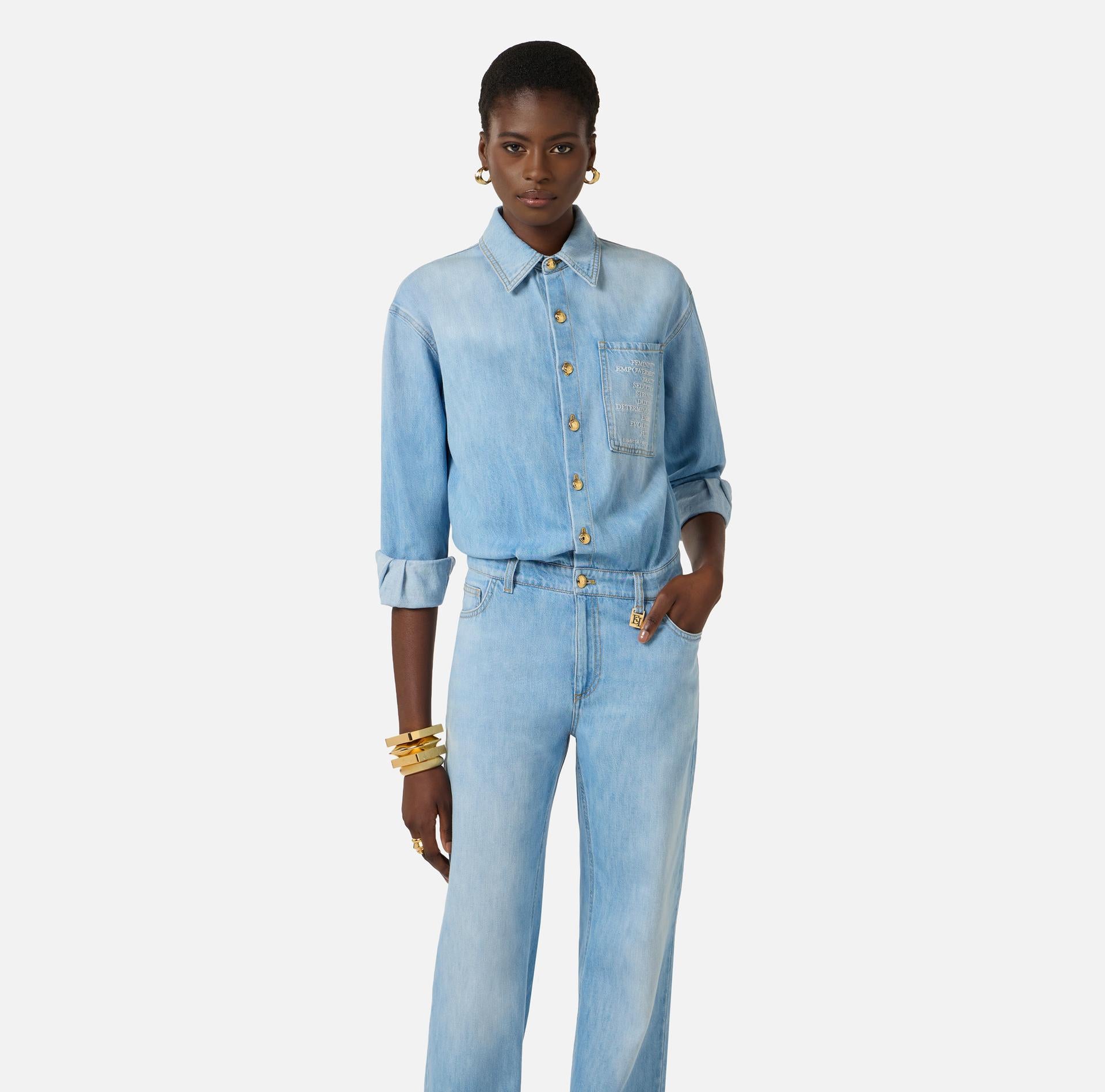 Tuta denim con lettering TJ44D61E2 192 ELISABETTA FRANCHI 