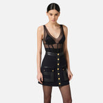 Body in tulle con dettagli in vinile BO00256E2 110 ELISABETTA FRANCHI 