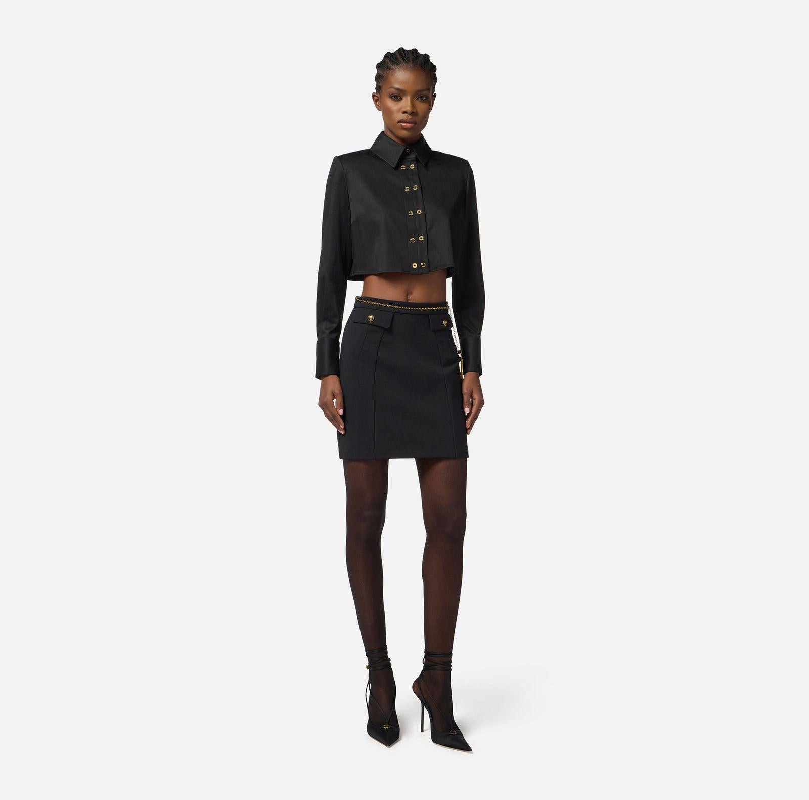 Camicia cropped in raso CA09756E2 110 ELISABETTA FRANCHI 