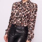 Camicia animalier in raso