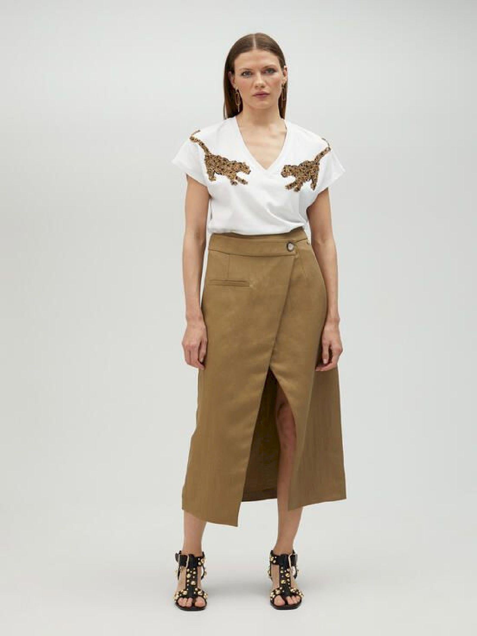 Gonna lunga con spacco centrale MS2508004 052 MAITE 