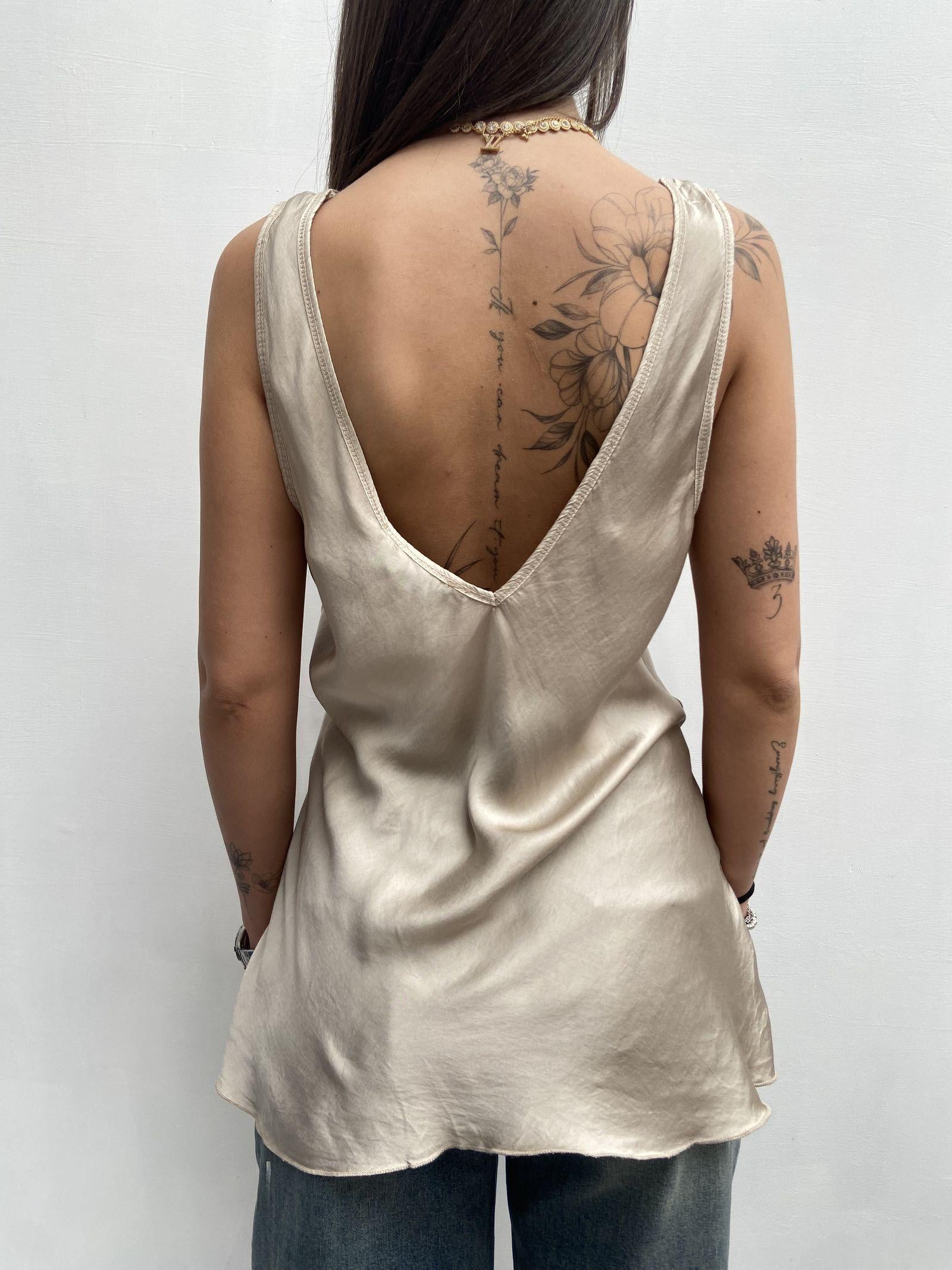 Top satinato scollo profondo - Ofelia MS2007 BEIGE OFELIA 