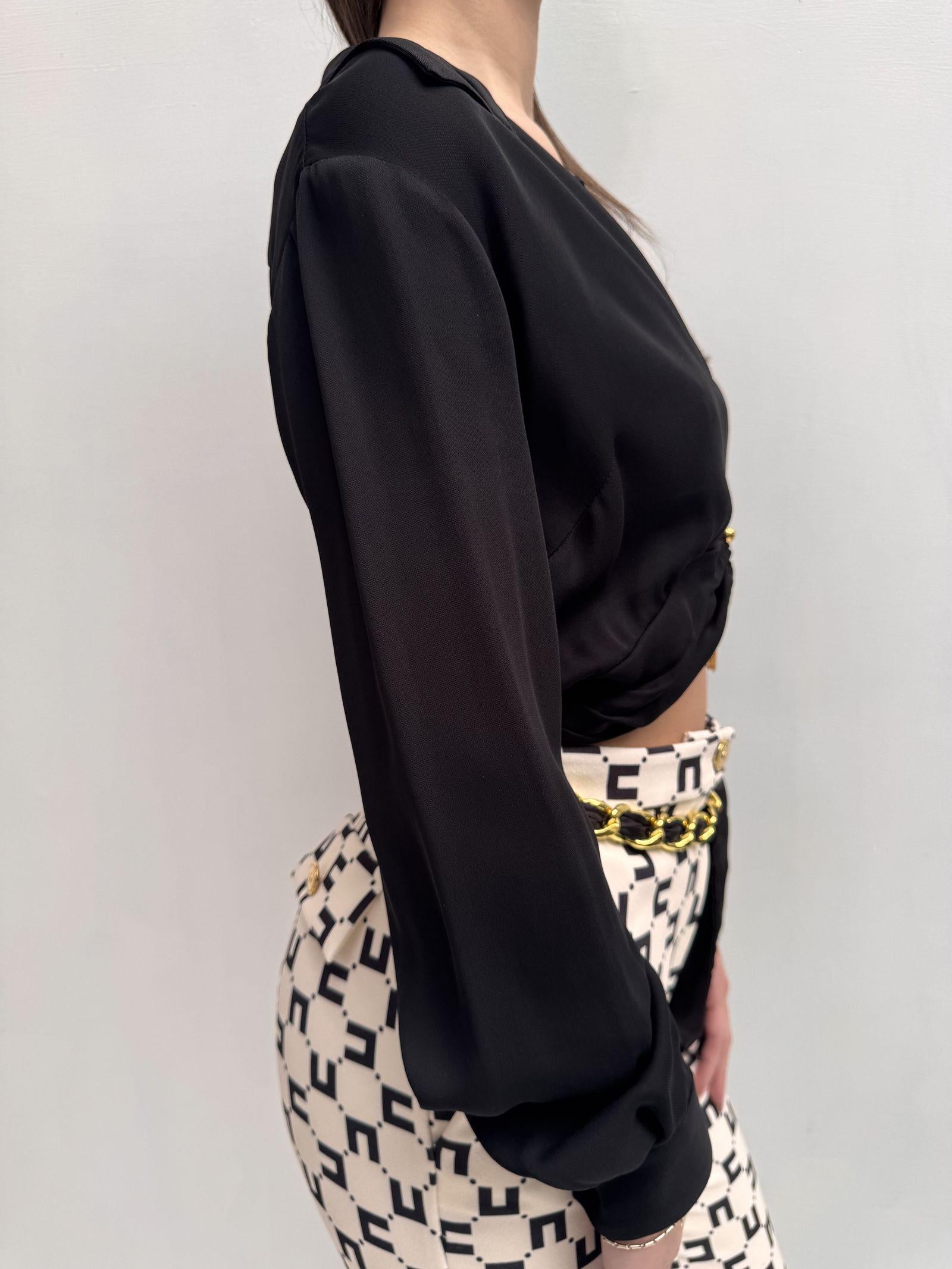 Camicia crop con charms - Elisabetta Franchi CA01931E2 110 ELISABETTA FRANCHI 