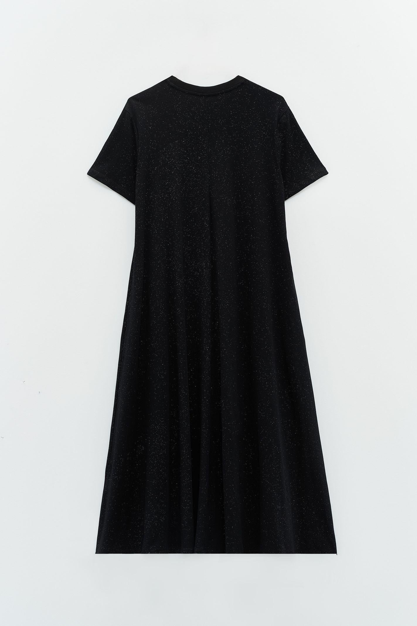 Abito lungo con brillantini ESS250003 NERO ELEH 