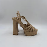 Sandalo con plateau in raffia