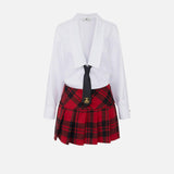 Abito a camicia in popeline e gonna in tartan - Elisabetta Franchi AB76147E1 DB6 ELISABETTA FRANCHI 
