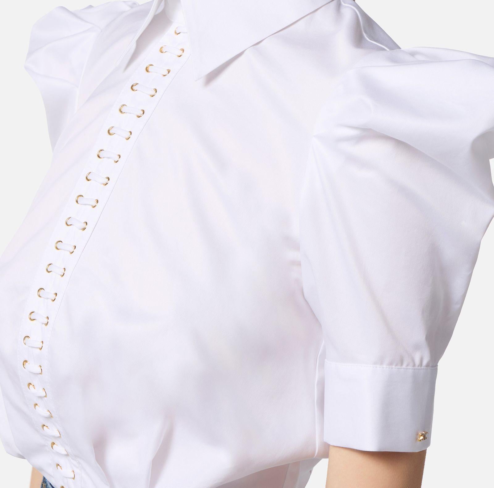 Camicia balloon in popeline - Elisabetta Franchi CA10156E2 100 ELISABETTA FRANCHI 