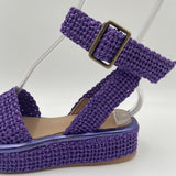 Sandalo zeppa in raffia naturale