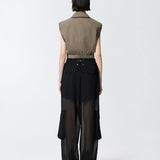 Pantalone cargo in georgette trasparente