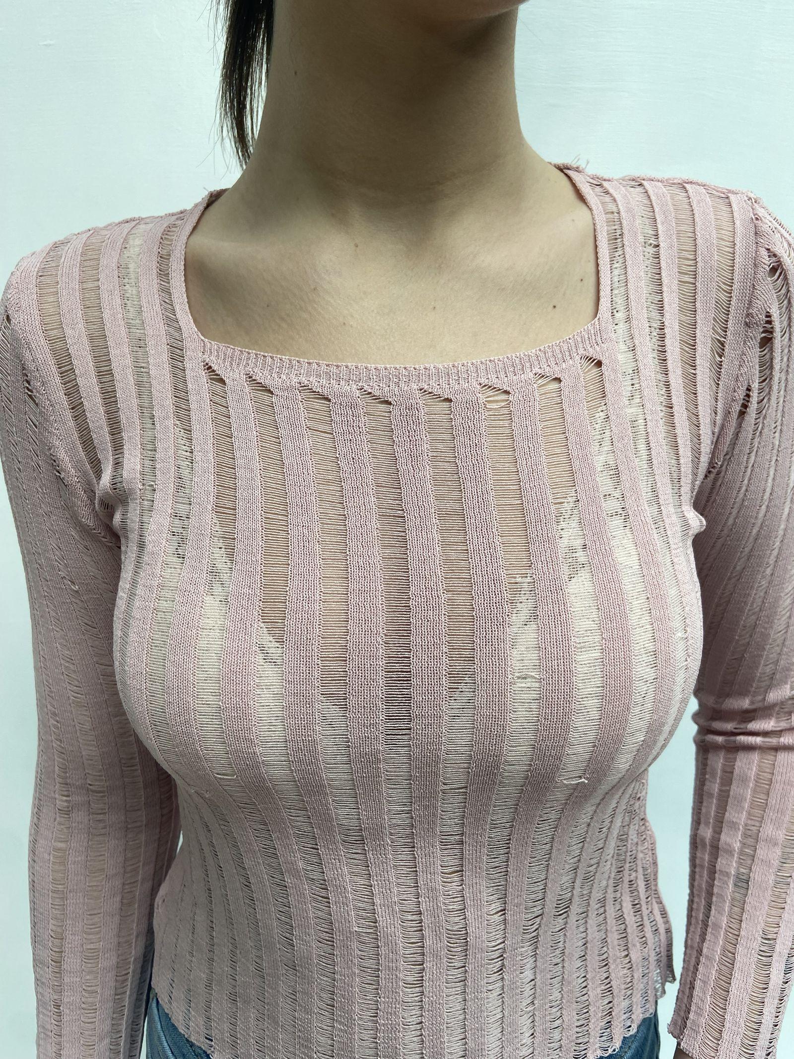 Maglia trasparente maniche lunghe 25002 ROSA OFELIA 