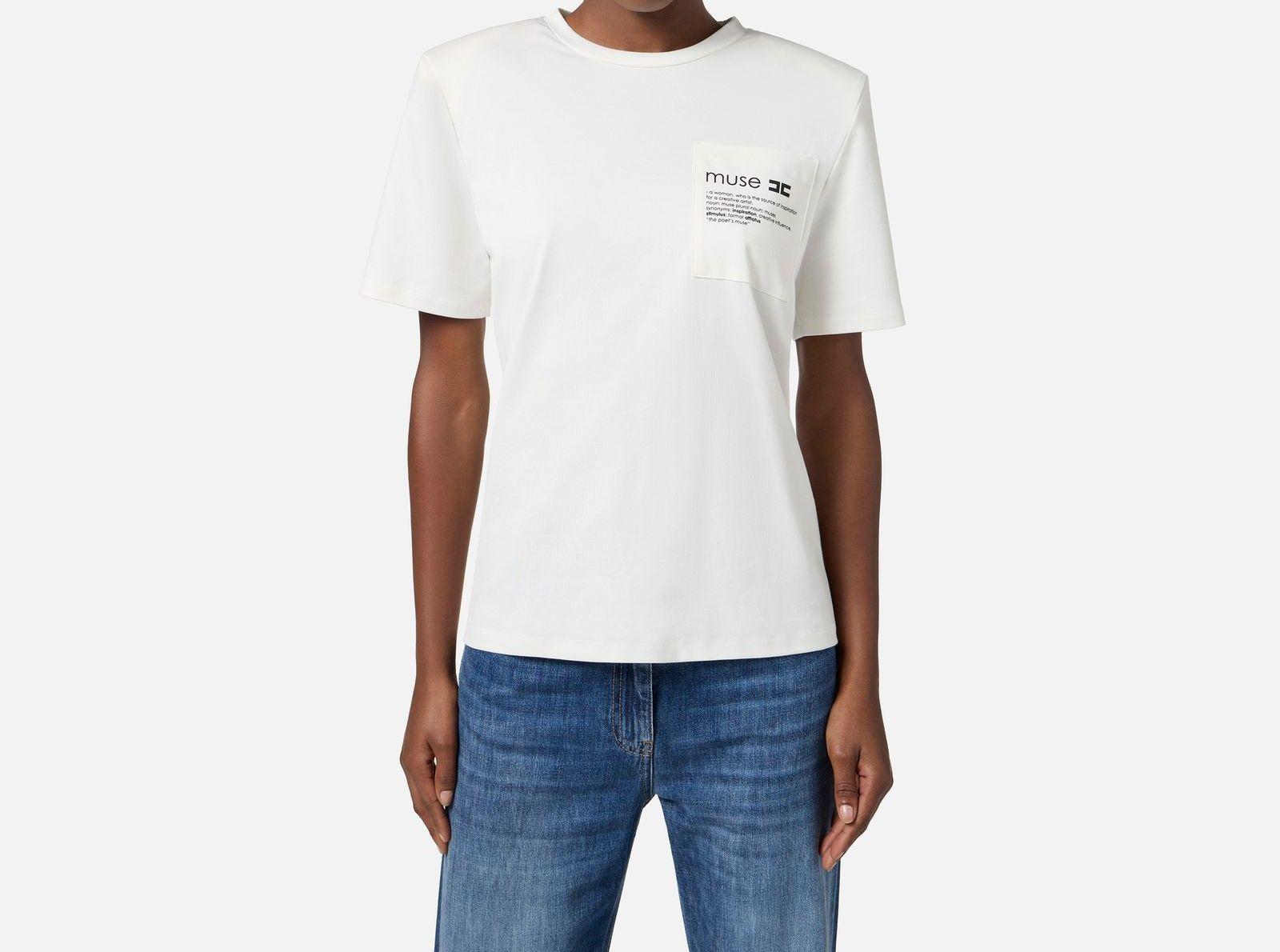 T-shirt con taschino - Elisabetta Franchi MA02056E2 270 ELISABETTA FRANCHI 