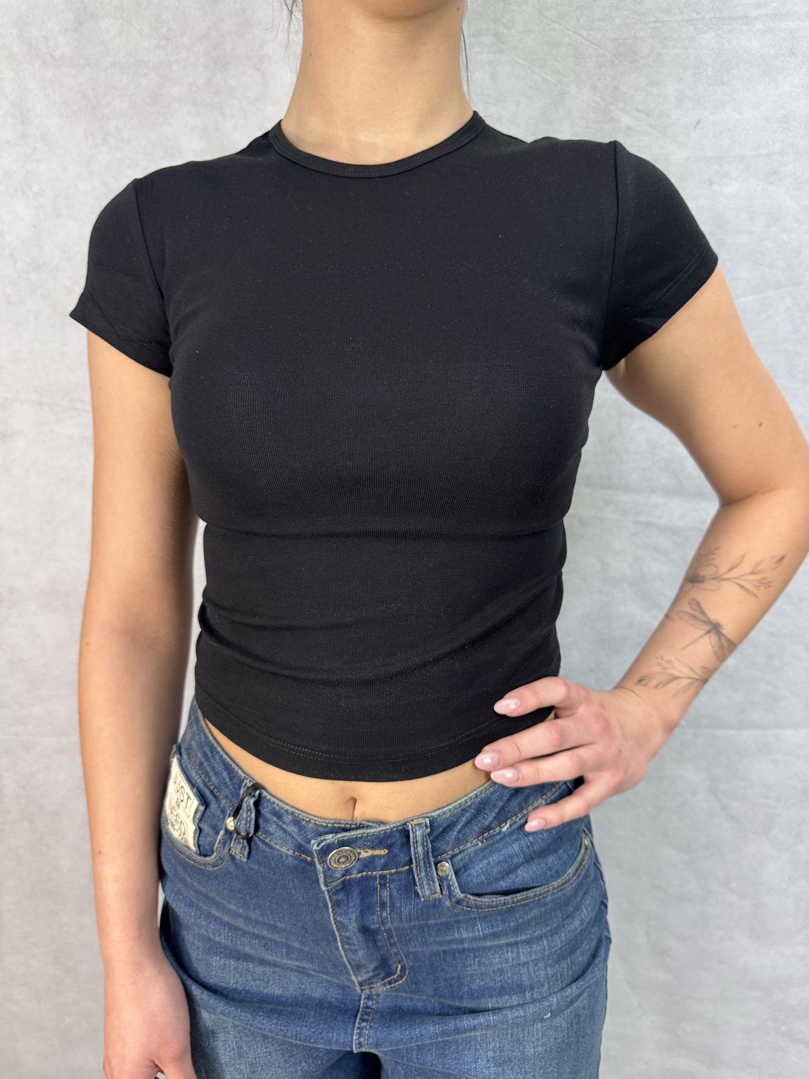 T- shirt girocollo maniche corte LC240321 NERO OFELIA 