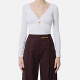 Maglia in jersey con gioiello - Elisabetta Franchi MD02962E3 360 ELISABETTA FRANCHI 