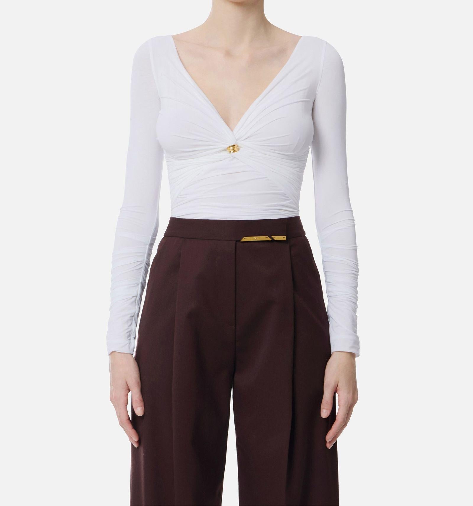 Maglia in jersey con gioiello - Elisabetta Franchi MD02962E3 360 ELISABETTA FRANCHI 