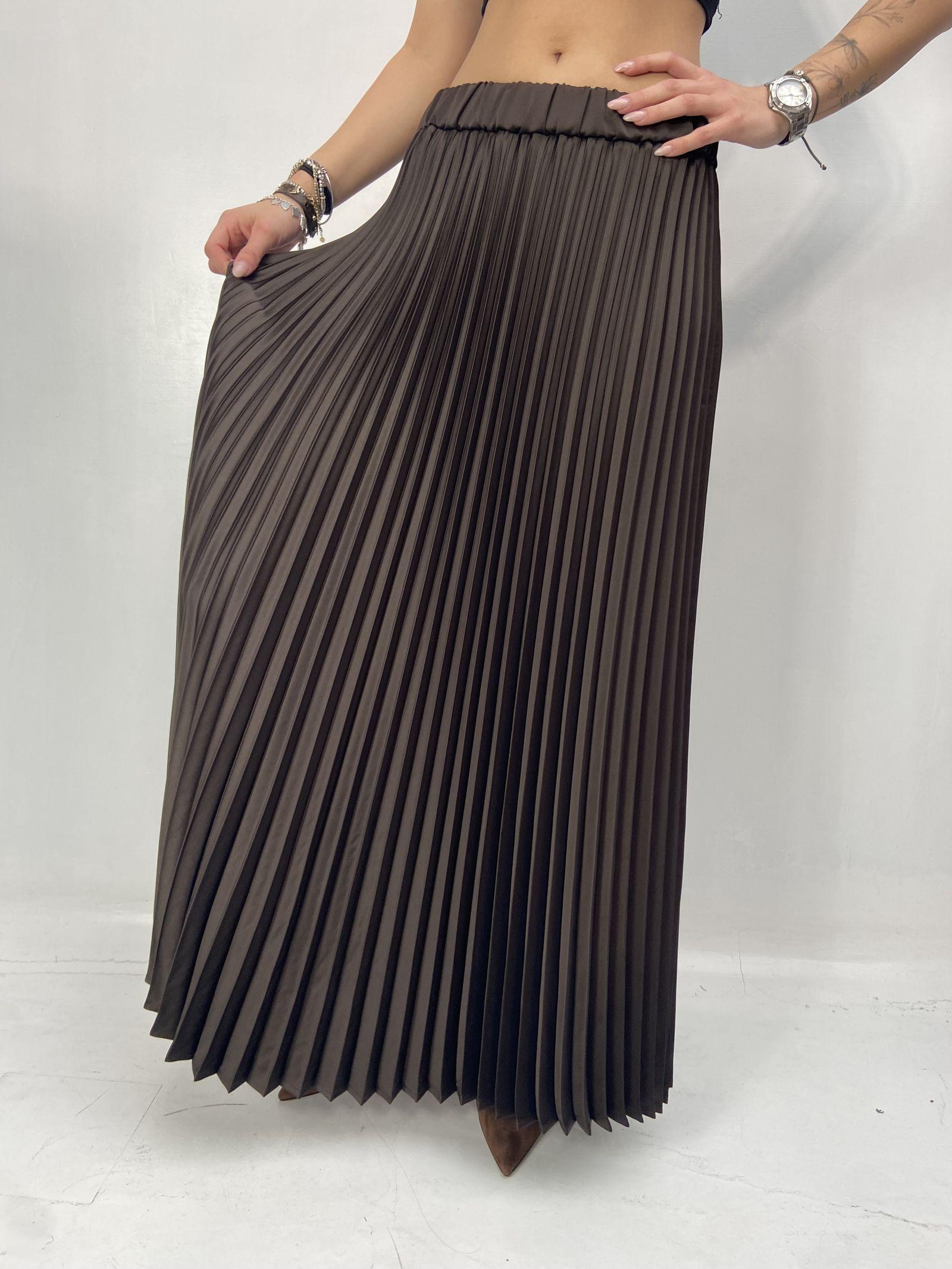 Gonna in raso plissè SK1183 MORO OFELIA 